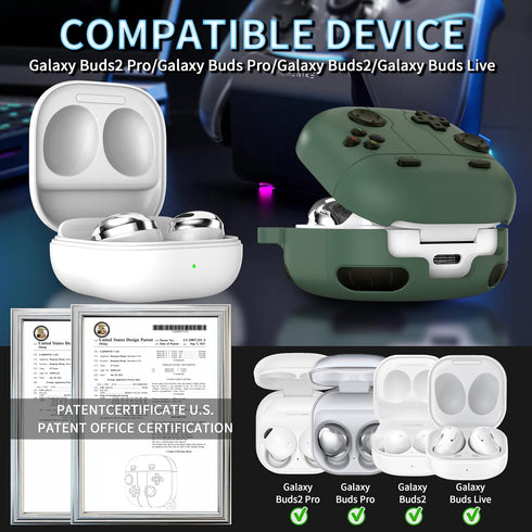 RFUNGUANGO with Keychain, Cleaning Tool Included, Gaming Console Themed Case for Samsung Galaxy Buds 2 Pro/Buds Pro/Buds Live/Buds 2/Galaxy Buds F...