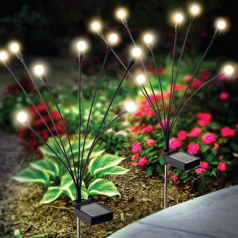 Sensor Brite Solar Garden Lights, Adjustable Firefly Lights with 10-Hour Illumination, Auto ON/Off Outdoor Garden Lights, Easy Install LED Light P...