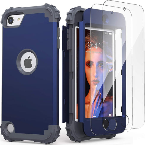 IDweel for iPod Touch 7th Generation Case with 2 Screen Protectors, Hybrid 3 in 1 Shockproof Slim Heavy Duty Hard PC Cover Soft Silicone Bumper Fu...