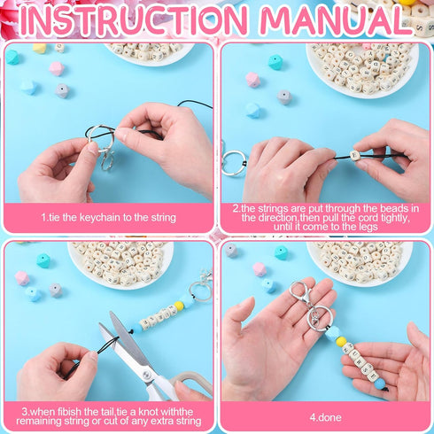 342 Pcs Silicone Beads for Keychain Making Kit Personalized Teacher Keychain Gift Letter Beads for DIY Key Ring Jewelry Mama Keychain Gift for Mom...