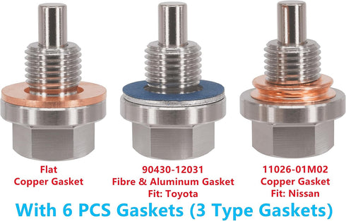 1PC M12x1.25 Stainless Steel Magnetic Engine Oil Drain Plug Fit Toyota 4Runner Camry Highlander LandCruiser Prius RAV4 Sienna Tacoma Venza Yaris L...