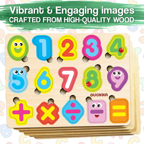 QUOKKA Wooden Puzzles for Toddlers 3-5 - Alphabet Toddler Puzzles 1-3 Years Old - ABC Gift Educational Toys for Boys and Girls - Wood Games for Ch...