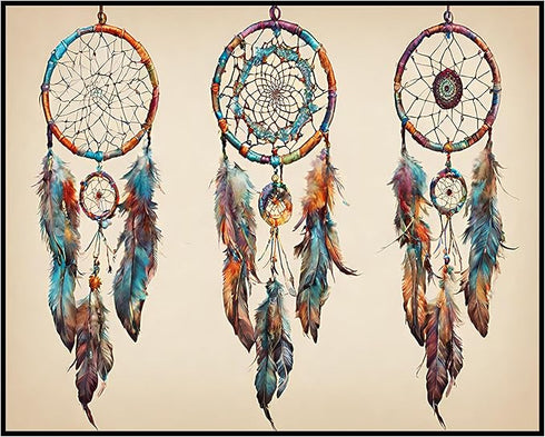 Posterizer 1 pcs- psychedelic funky hippie colorful dreamcatcher 3-Fantasy & Fiction Art-Retro Art- Living Room Bedroom Decor- unframed wall art...