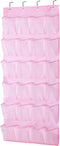 MISSLO Kids Shoe Organizer Pink Room Decor for Bedroom Door Hanging Baby Closet Storage over the Rack Breathable 24 Large Mesh Pockets for Toddler...