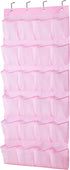 MISSLO Kids Shoe Organizer Pink Room Decor for Bedroom Door Hanging Baby Closet Storage over the Rack Breathable 24 Large Mesh Pockets for Toddler...
