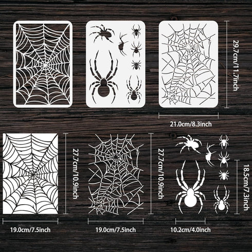 FINGERINSPIRE 3PCS Spider Web Painting Stencil 8.3x11.7inch Reusable Halloween Spider Stencil Spider Web Drawing Template Halloween Themed Stencil...