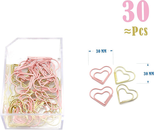 Gold Pink Binder Clips and Paper Clips Set (3-in-1 Boxed), for Office School Supplies Teachers Classroom Daily use...