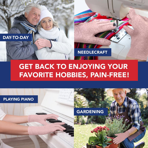 Doctor Developed Compression Gloves for Arthritis & Hand Pain, Cotton Compression Gloves Full Finger With Doctor Handbook, Raynauds Gloves for Wom...