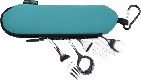Beautyflier Neoprene Flatware Tableware Bag 3mm Thick Collapsible Cutlery Pouch for Travel Cutlery Set Utensil Set (Not included cutlery)...