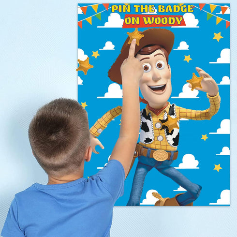 Toy Inspired Story Party Supplies, Toy Inspired Story Birthday Decorations, Pin The Badge on Woody Party Game Large Poster for Toy Inspired Story ...