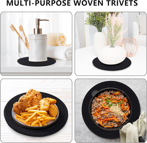 Trivets for Hot Dishes, Trivets for Hot Pots and Pans, 7 Inchs Hot Pads 5 Pcs and Storage Basket for Countertops, Pot Holders for Kitchen, Cotton ...