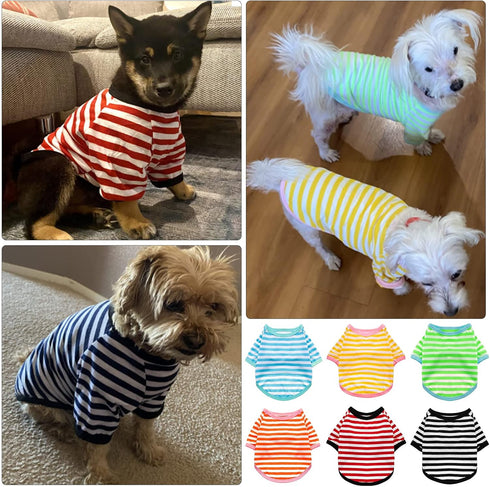 Geyoga 6 Pieces Dog Striped T-Shirt Dog Shirt Breathable Pet Apparel Colorful Puppy Sweatshirt Dog Clothes for Small to Medium Dogs Puppy (XL)...