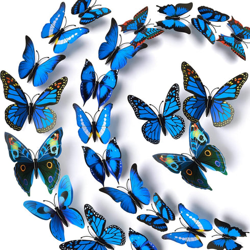 LiveGallery 72 PCS Removable 3D DIY Beautiful Butterfly Wall Decals Blue Butterflies Art Decor Wall Stickers Murals for Kids Baby Boy Girls Bedroo...