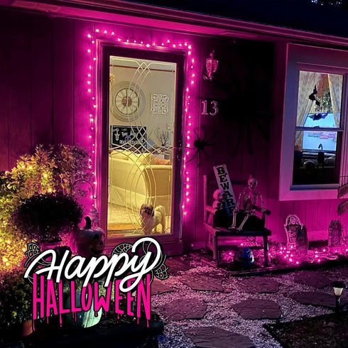 Purple Halloween Lights Outdoor,50 Count Incandescent Bulb Waterproof Fairy Lights?13FT UL Certified Mini String Lights for Holiday Decorations, C...