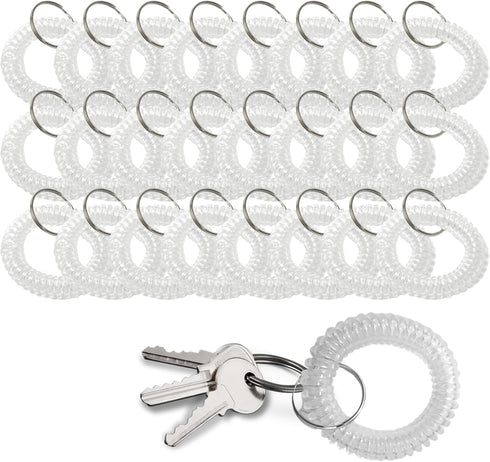 25PCS Clear Wrist Keychain – Transparent Spring Spiral Wrist Coil Key Chain for Woman Girl Key Holder Clear Color Spiral Keychain Bracelet Soft Pl...