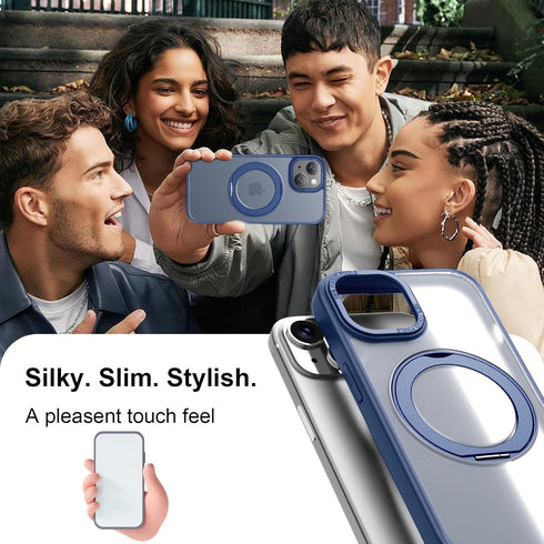 360°Rotatable Ring Magnetic Stand Case for iPhone 15 Plus Compatible with MagSafe, Military Shockproof Protective Matte Phone Cover Case Built-in ...