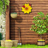 12 Inches Metal Flower Wall Art Garden Decor Cute Ladybug Flowers Decorations Hanging for Outside Yard Porch Lawn (Yellow)...