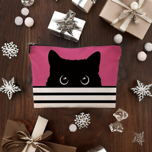 Black Cat Gifts - Gifts For Cat Lovers, Cat Makeup Bag, Cat Mom Gifts, Black Cat Small Makeup Cosmetic Bag For Purse(Pink Makeup Bag),Makeup Bag 7...