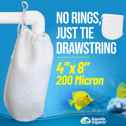 Aquatic Experts 200 Micron Drawstring Filter Sock - Filter Socks for Saltwater Aquarium, Sump Filter Sock, Freshwater Aquarium Filter Sock - Custo...