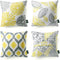 Phantoscope Set of 4 New Living Series Leaf Geometric Yellow and Grey Throw Decorative Pillow Cover Cushion Cover 18 x 18 inches 45 x 45 cm...