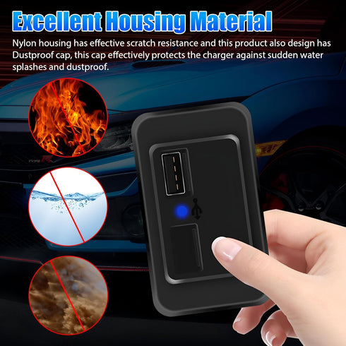 12V USB Outlet Automotive USB Port Panel Mount 12V USB Charger Multi Port Switch Panel Car Charger Socket Power Dual Port 12V 24V Quick Car Charge...