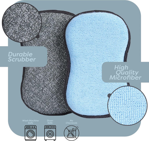 Multi-Purpose Scrub Sponges for Kitchen by Scrub- it - Non-Scratch Microfiber sponge along with Heavy Duty Scouring power - Effortless Cleaning of...
