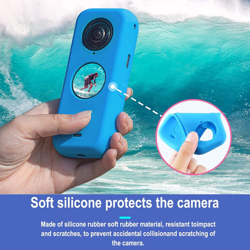 Protection Accessories for Insta360 One X2, Action Camera Rubber Sleeve with Silicone Lens Cover Kit (Black), 11.8cm x 5.8cm x 4.2cm......