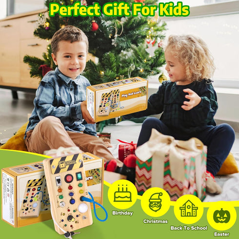 Montessori Busy Board,Montessori Toys for 1-3 Years Old,Baby Sensory Board,Preschool Learning Activities,Wooden Toys for Toddler,Christmas & Birth...