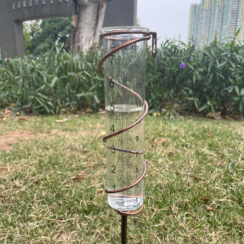 7" Capacity Rain Gauge Stainless Steel Fence Mounting Bracket with Rain Gauge Replacement Tube Glass for Outdoor Garden Yard Home, Lip Design, Bes...