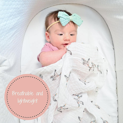 Muslin Swaddle Blanket | 100% Cotton | Newborn and Infant Blanket | Large 47 x 47 inches for Girls | Light Weight and Breathable | Mallard Duck Pr...
