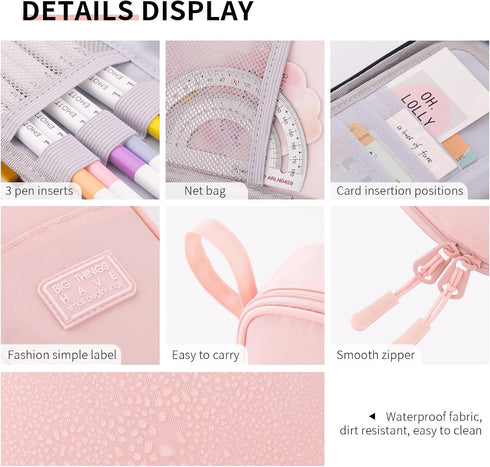 CICIMELON Durable Pencil Case Big Storage Pen Pouch Bag for School Supplies Office College Teen Girls Adults, Pink...