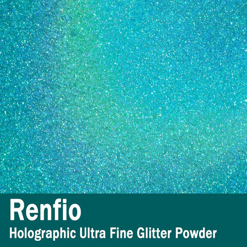 Renfio Holographic Ultra Fine Glitter Powder Metallic Resin Glitter 2.11 Oz (60g) PET Flakes Crafts Sequins 1/128" 0.008" 0.2mm Epoxy Chips Flakes...