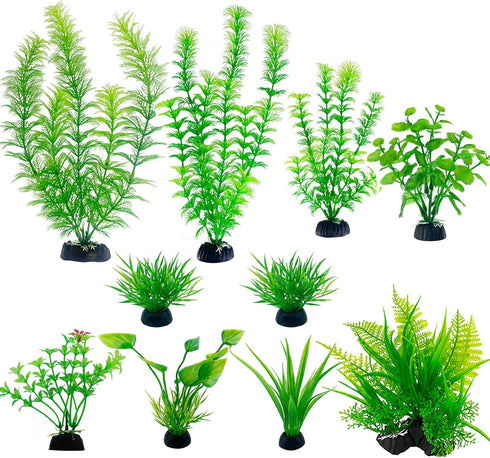 Artificial Aquarium Plants Plastic, Fake Plants for Aquarium Fish Tank, Realistic Plant 10PCS...