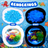 Jexine 100 Pcs Fish Tank Rocks Glow Blue, Fish Tank Stones Accessories Gravel with 10 Pack Artificial Aquatic Plants Fish Tank Plants Plastic Cora...
