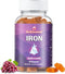 Iron Gummy Vitamin - Gluten Free Supplements for Iron Deficiency for Adults & Kids - Peanut Free Gummies Supplement - Grape Flavor Chewable Vitami...