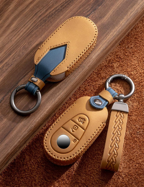for Mercedes Benz Key Fob Cover Leather Car Key Case Keychain Fob Holder Compatible for Mercedes Benz E-Class G-Class S-Class 2020-2024 (Brown)...