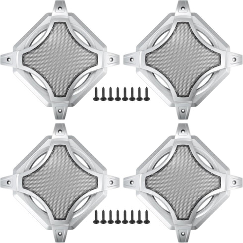 ACROPIX Universal 6" Car Speaker Grills Cover Mesh Square 6 Inch Audio Speaker Subwoofer Guard Protector Case with Screws Iron Silver Tone - Pack ...