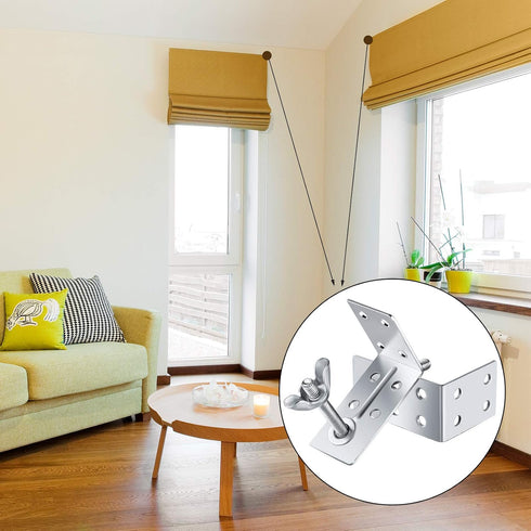 Roman Shade Wall L Bracket and Wingnut Ceiling or Wall Mount Brackets Mounting Installation L-Brackets for Roman Shade Home Window Drapery Use (8)...