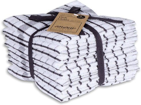 AMOUR INFINI Kitchen Dish Cloths Set of 8 - Ultra Soft, Highly Absorbent, Quick-Drying Terry Cotton Dishcloths 12"x12" Inch Wash & Cleaning Cloths...