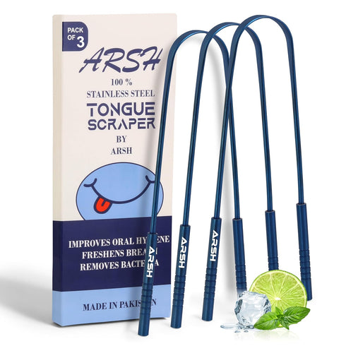 Arsh Tongue Scraper for Adults Stainless Steel Tongue Cleaner for Oral Care & Hygiene Tongue Cleaner for Men and Women Tongue Scrubber for Reduce ...