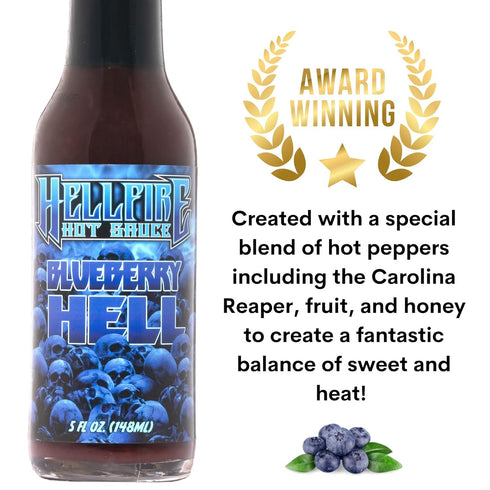 Hellfire Blueberry Hell Hot Sauce with Carolina Reaper Peppers, Gourmet, Award-Winning Fruit-Based Hot Sauce, 5 oz....