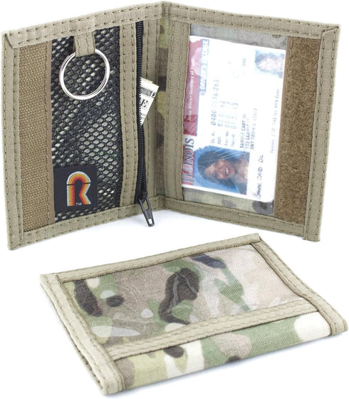 Dual Sided ID Holder. Minimalist Front Pocket. Purse Wallet. Slim. Hook n Loop. USA Made (Multi-Cam)...