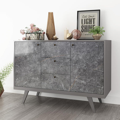 Glossy Gray Marble Wallpaper Peel and Stick Thick Textured Grey Marble Contact Paper Self Adhesive Removable Granite Wallpaper Oilproof Waterproof...