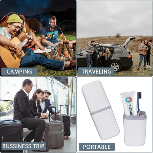 Travel Toothbrush Cup Case Portable PP Seal Tooth Brush Holders Cover Multi-Function Toothpaste Storage Container Cup for Home School Camping Busi...