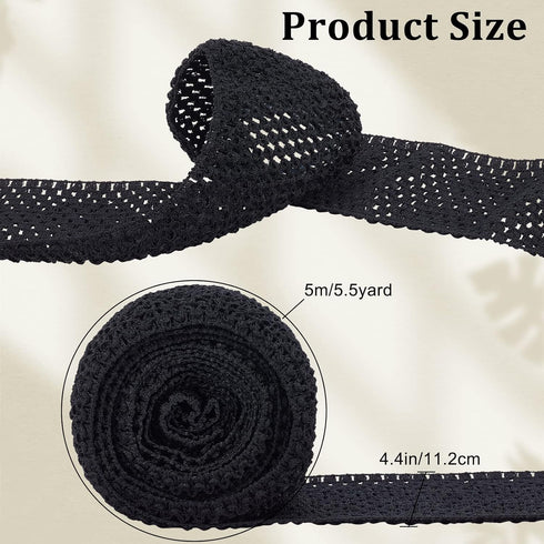 GORGECRAFT 5.5 Yards 4.41 Inch Wide Elastic Band Black Stretch Polyester Fabric Ribbon Crochet Headband for Home DIY Sewing Crafts Garment Bow Str...