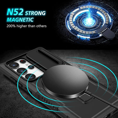 for Samsung Galaxy S22 Ultra Case Compatible with MagSafe Galaxy S22 Ultra Case Magnetic,with Screen Protector,with Magnetic Stand&Camera Cover Pr...