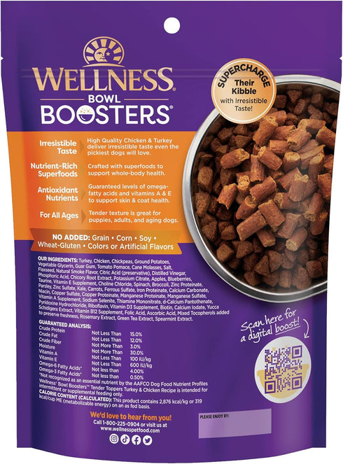 Wellness Tender Toppers (Previously Core Bowl Boosters), Grain-Free Natural Dog Food Toppers or Mixers, Made with Real Meat (Turkey & Chicken, 8 o...