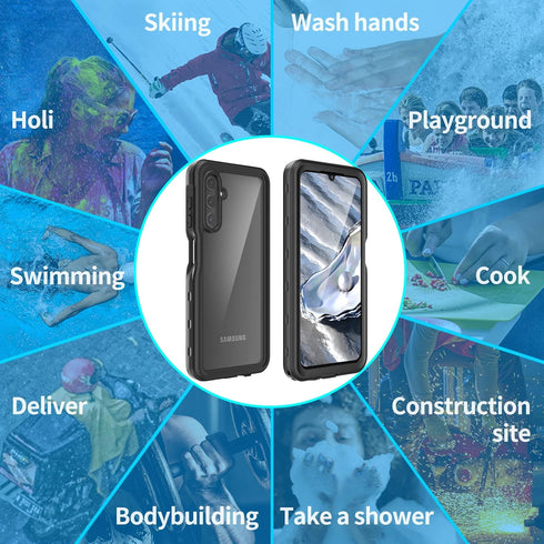 Mangix for Galaxy A14 5G Phone Case,IP68 Waterproof Dustproof Shockproof Case with Built-in Screen Protector, Full Body Rugged Protective Clear Co...