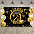 Birthday Party Decoration Extra Large Fabric Black Gold Sign Poster for Anniversary Photo Booth Backdrop Background Banner, Birthday Party Supplie...