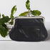 Women's Leather Metal Frame Double Clasp Zipper Coin Purse 5 1/4" x 3 1/4" (Black)...